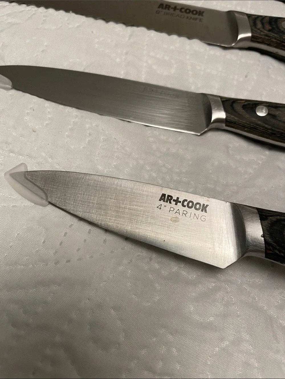 AR+COOK High Carbon Stainless Steel Kitchen Knife Set of 5 Ash Wood Handles